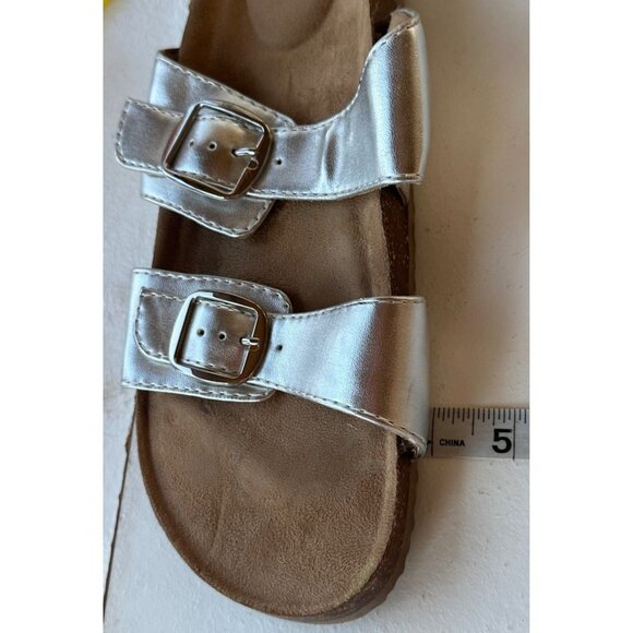 Time & Tru Metallic Silver Sandals w/Tan Cork Bottom Women's Size 9 (READ) - Picture 9 of 12